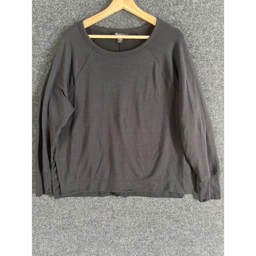 Athleta Sweatshirt Women L Large Gray Long Sleeve Fleece Pullover Round Neck